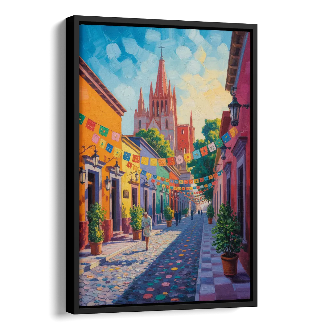 Parroquia de San Miguel Side - Black Canvas Wall Art