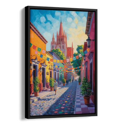 Parroquia de San Miguel Side - Black Canvas Wall Art
