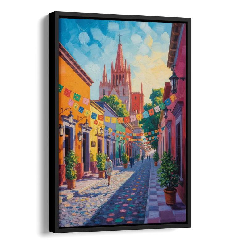 Parroquia de San Miguel Side - Black Canvas Wall Art