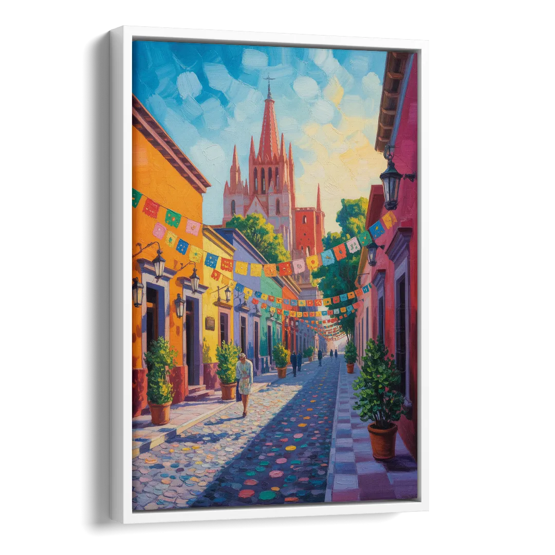 Parroquia de San Miguel Side - White Canvas Wall Art