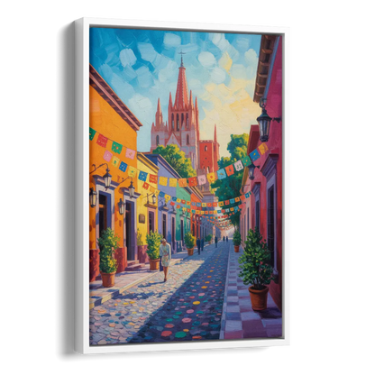 Parroquia de San Miguel Side - White Canvas Wall Art