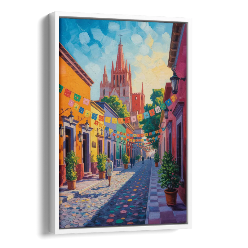 Parroquia de San Miguel Side - White Canvas Wall Art