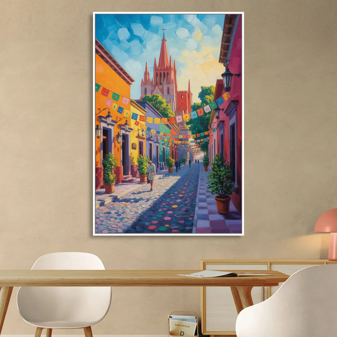 Parroquia de San Miguel Sitting Room - White Canvas Wall Art