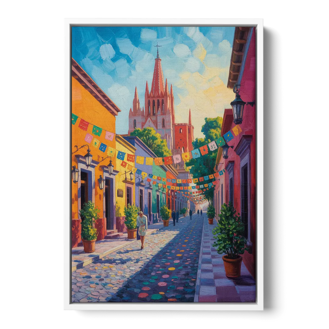 Parroquia de San Miguel Front - White Canvas Wall Art