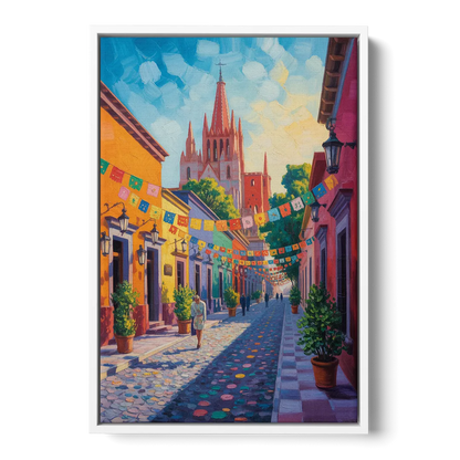 Parroquia de San Miguel Front - White Canvas Wall Art
