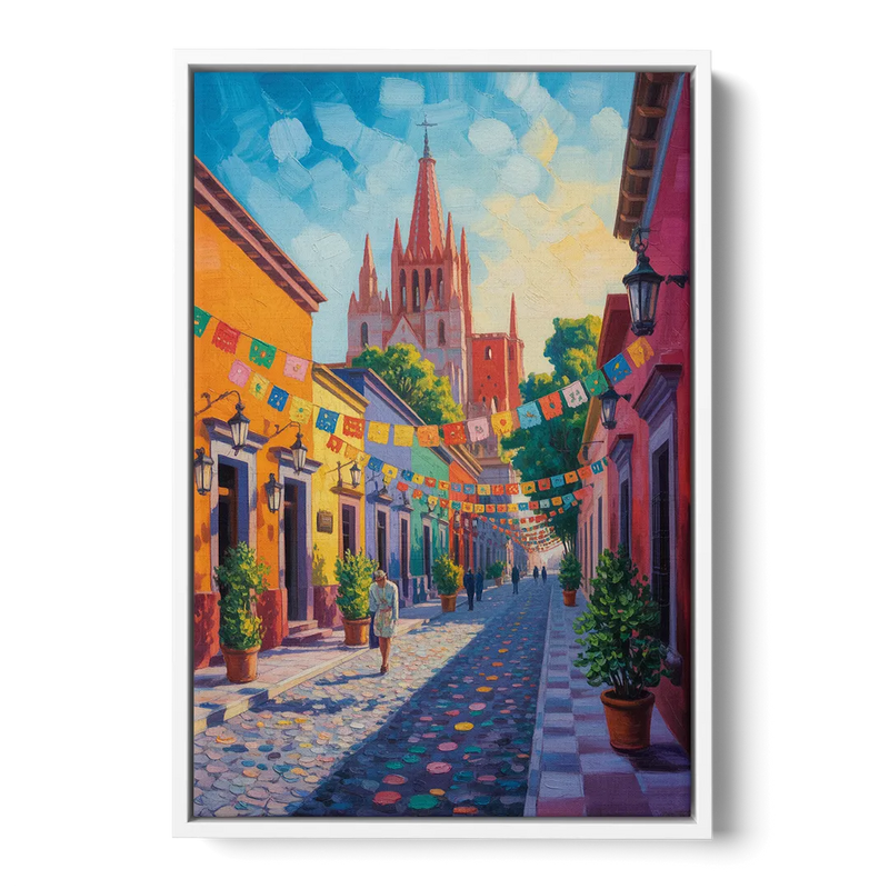 Parroquia de San Miguel Front - White Canvas Wall Art