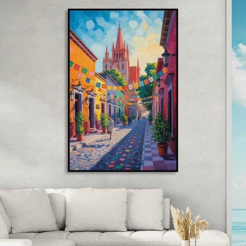 Parroquia de San Miguel Sitting Room - Black Canvas Wall Art