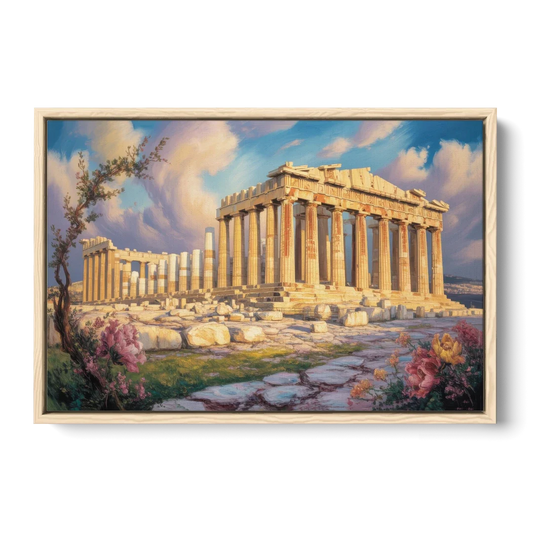 Parthenon Glory - Oak Framed Canvas Wall Art - Front