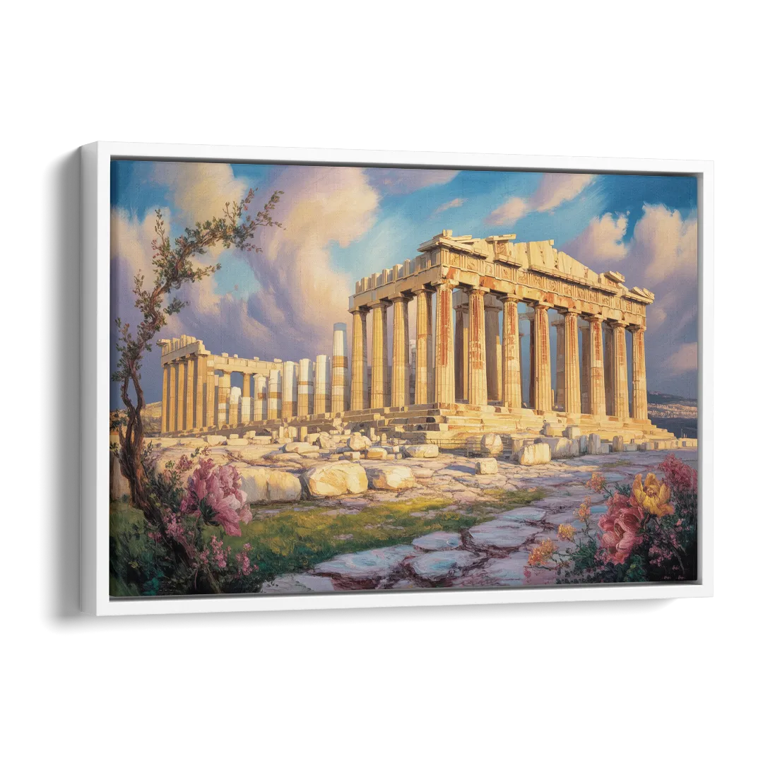 Parthenon Glory Side - White Canvas Wall Art