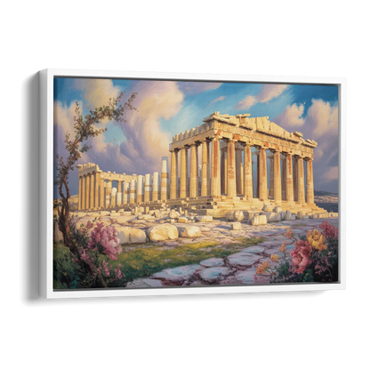 Parthenon Glory Side - White Canvas Wall Art