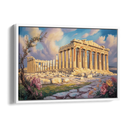 Parthenon Glory Side - White Canvas Wall Art