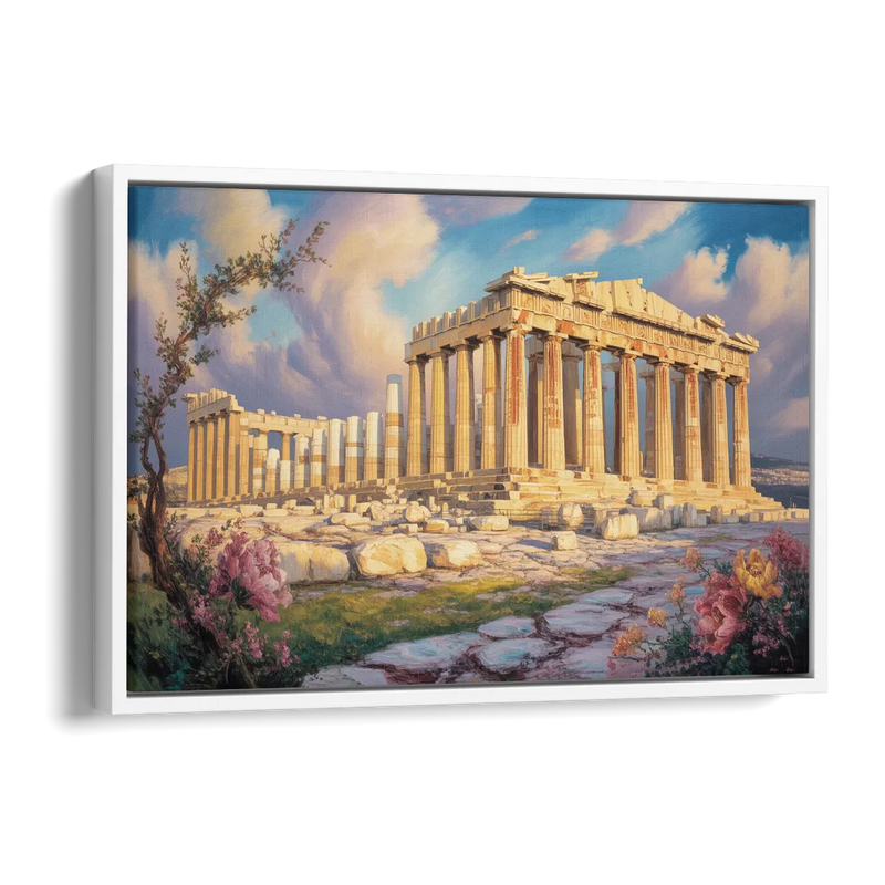 Parthenon Glory Side - White Canvas Wall Art
