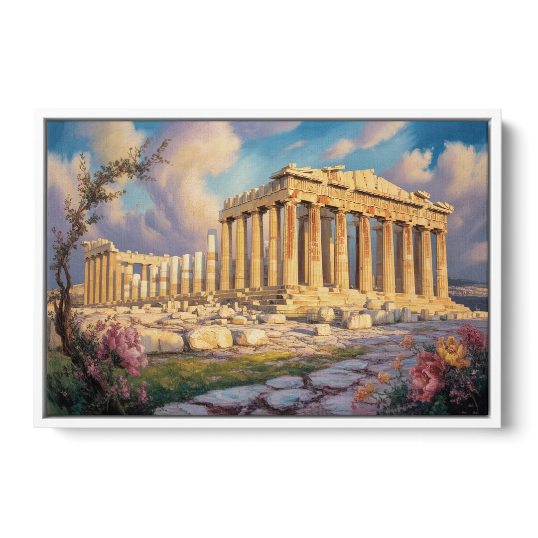 Parthenon Glory Front - White Canvas Wall Art