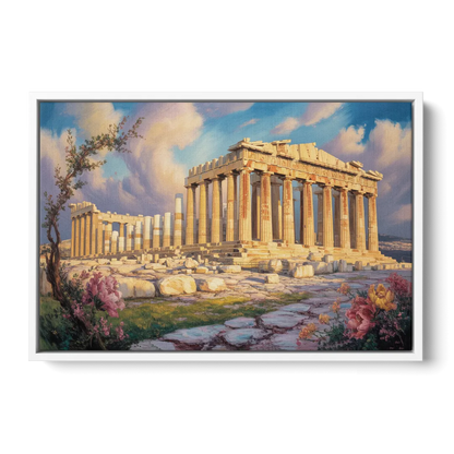 Parthenon Glory Front - White Canvas Wall Art