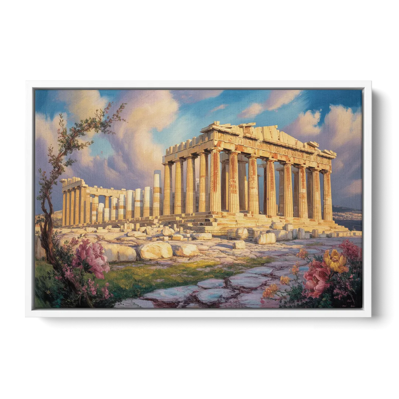 Parthenon Glory Front - White Canvas Wall Art