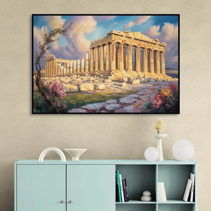 Parthenon Glory Sitting Room - Black Canvas Wall Art