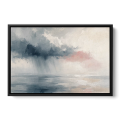 Passing Rain Over a Calm Sea Above the Headboard - Black Framed Canvas Wall Art - Front