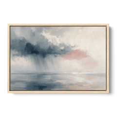 Passing Rain Over a Calm Sea Above the Headboard - Oak Framed Canvas Wall Art - Front