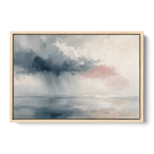 Passing Rain Over a Calm Sea Above the Headboard - Oak Framed Canvas Wall Art - Front