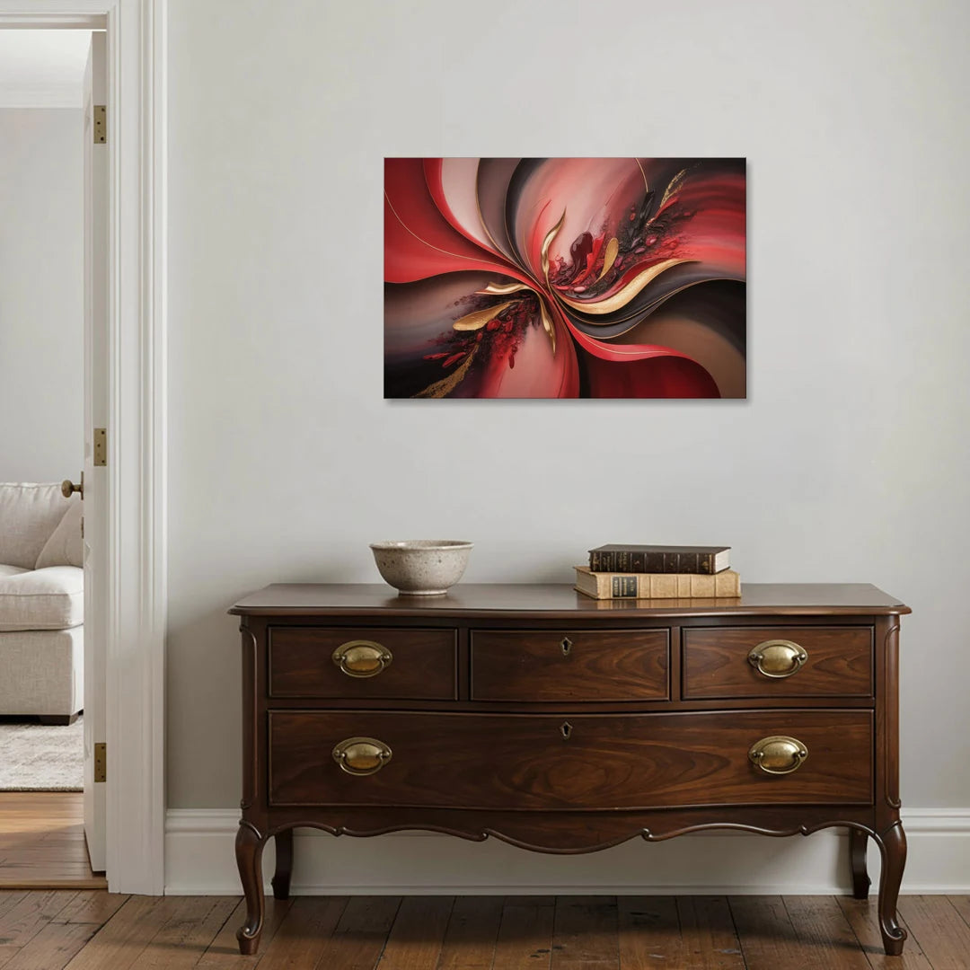 Passion Waves Red Abstract - Canvas Wall Art - Coffee Table - 36x24