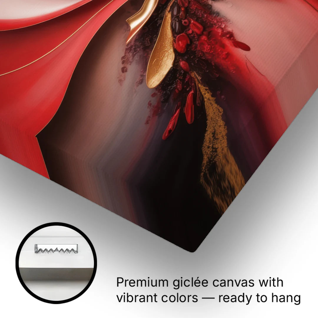 Passion Waves Red Abstract - Canvas Wall Art - Gallery Wrap Corner