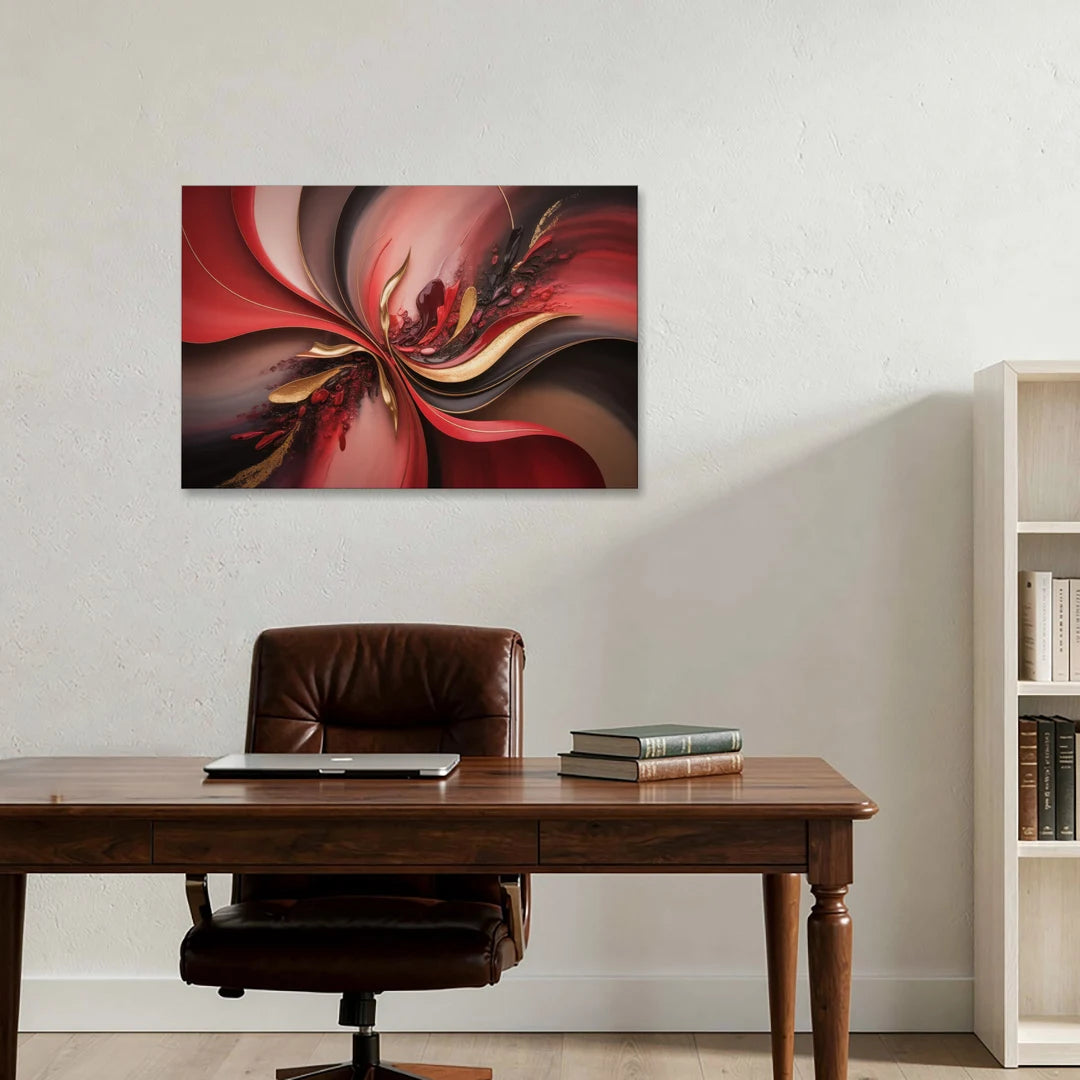Passion Waves Red Abstract - Canvas Wall Art - Office - 36x24