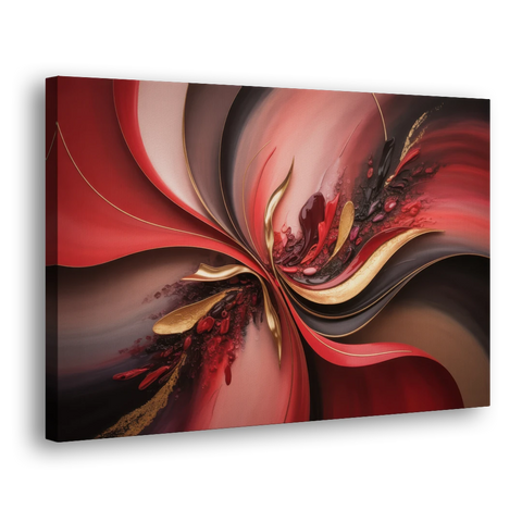 Passion Waves Red Abstract - Canvas Wall Art - Side