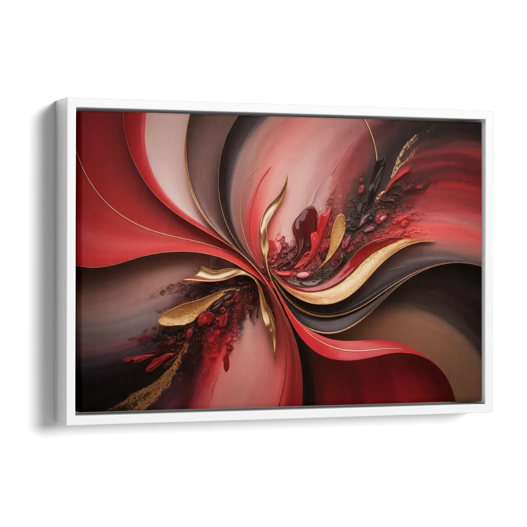 Passion Waves Red Abstract Side - White Canvas Wall Art