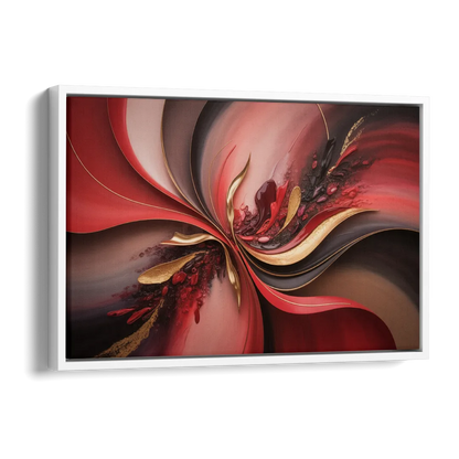 Passion Waves Red Abstract Side - White Canvas Wall Art