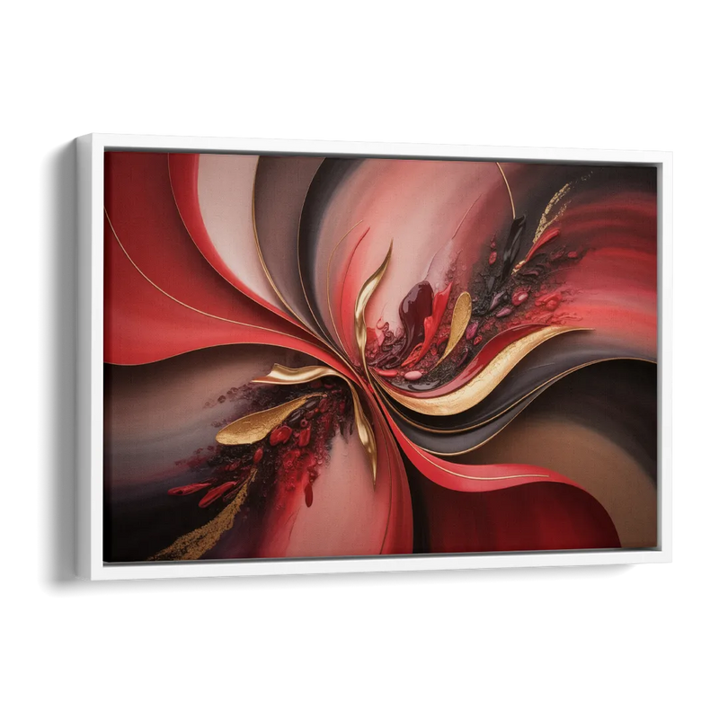 Passion Waves Red Abstract Side - White Canvas Wall Art