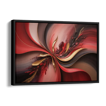 Passion Waves Red Abstract Side - Black Canvas Wall Art