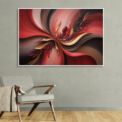Passion Waves Red Abstract Living Room - White Canvas Wall Art