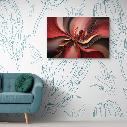 Passion Waves Red Abstract - Canvas Wall Art Living Room
