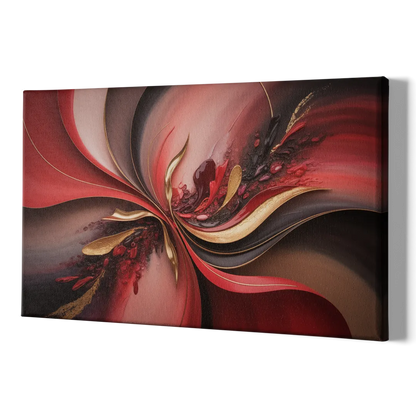 Passion Waves Red Abstract - Canvas Print Art Sides