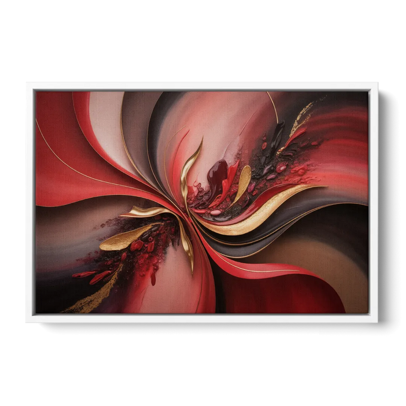 Passion Waves Red Abstract Front - White Canvas Wall Art