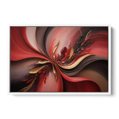 Passion Waves Red Abstract - White Frame Canvas