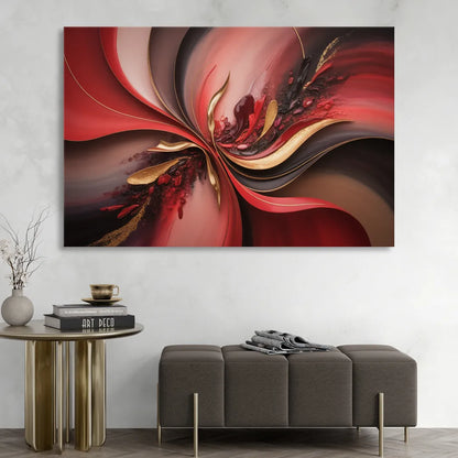 Passion Waves Red Abstract Sitting Room - Canvas Wall Art