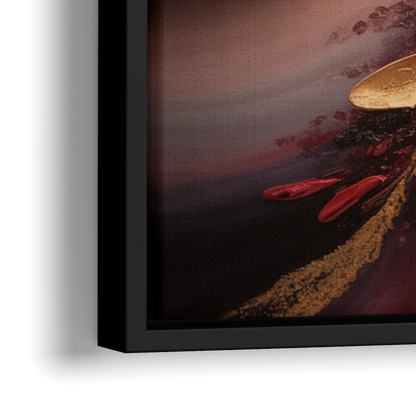 Passion Waves Red Abstract - Close-Up Black Frame Canvas