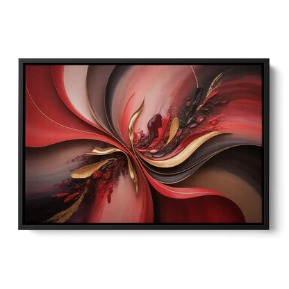 Passion Waves Red Abstract - Black Frame Canvas