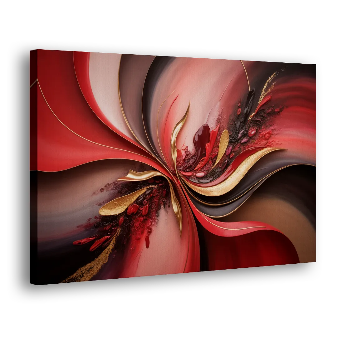 Passion Waves Red Abstract Side - Canvas Wall Art