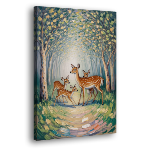 Pastoral Deer Family - Canvas Wall Art - Side