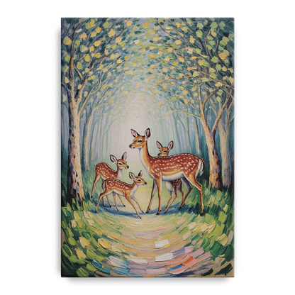 Pastoral Deer Family - Canvas Wall Art