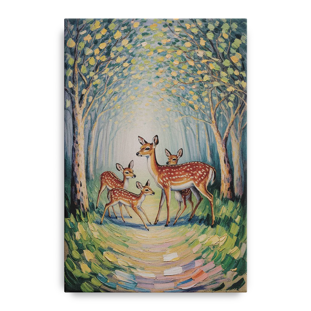 Pastoral Deer Family Front - Canvas Wall Art