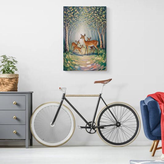 Pastoral Deer Family - Canvas Wall Art Living Room