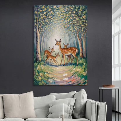 Pastoral Deer Family Sitting Room - Canvas Wall Art