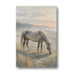 Pastoral Painting of a Dapple Gray Mare at Dawn - Canvas Wall Art - Front