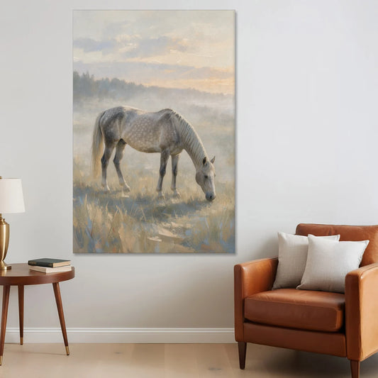 Pastoral Painting of a Dapple Gray Mare at Dawn - Canvas Wall Art - Sofa - 40x60