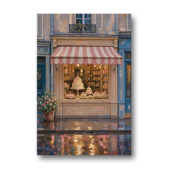 Pastry Painting of a Patisserie at Blue Dusk - Canvas Wall Art - Front