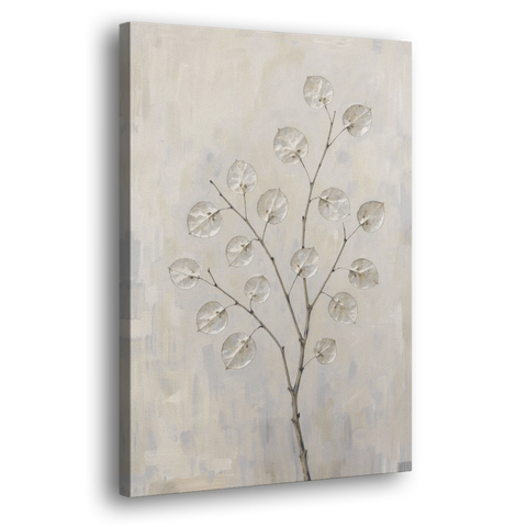 Peaceful Bedroom Art of a Silver Honesty Branch - Canvas Wall Art - Side
