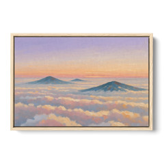Peaceful Wall Art for Bedroom Twilight Summits - Oak Framed Canvas Wall Art - Front
